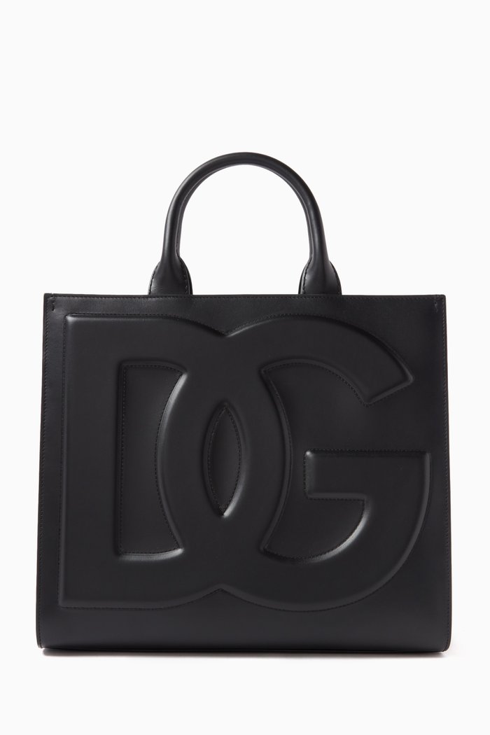 

Medium DG Daily Shopper in Calfskin Leather, Black