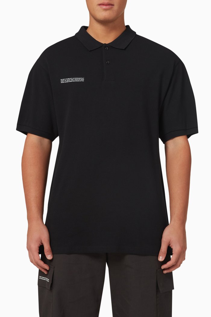 

Relaxed Polo Shirt in Organic Cotton Pique, Black