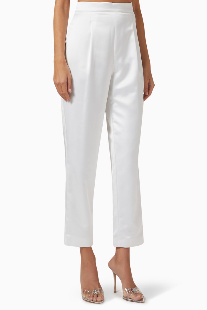 

Cigarette Pants in Silk, White
