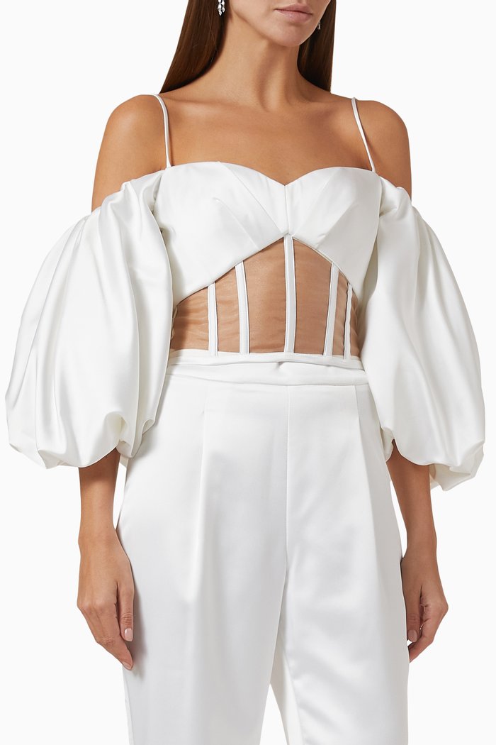 

Semi-sheer Corset in Silk, White