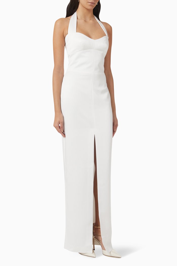 

Halter Gown in Silk, White