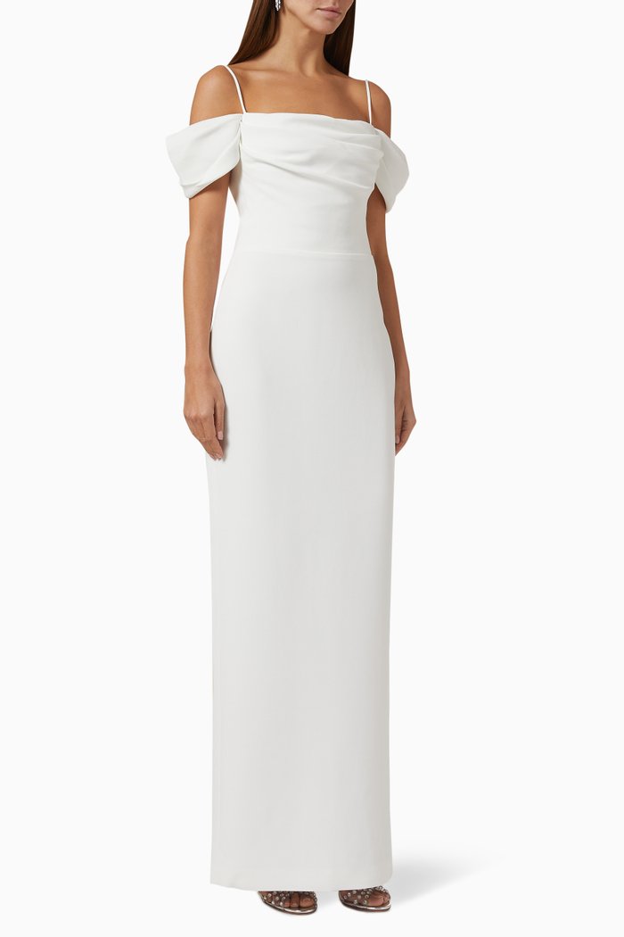 Off-the-shoulder Gown in Silk, White