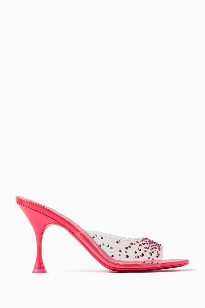 

Degramule Strass 85 Sandals in Pearlescent Patent Leather & PVC, Pink