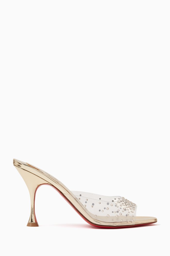 

Degramule Strass 85 Sandals in Platine Leather & PVC, Gold