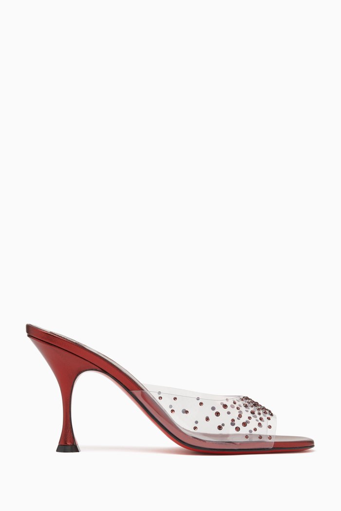 

Degramule 85 Sandals in Plexi & Patent Leather, Red