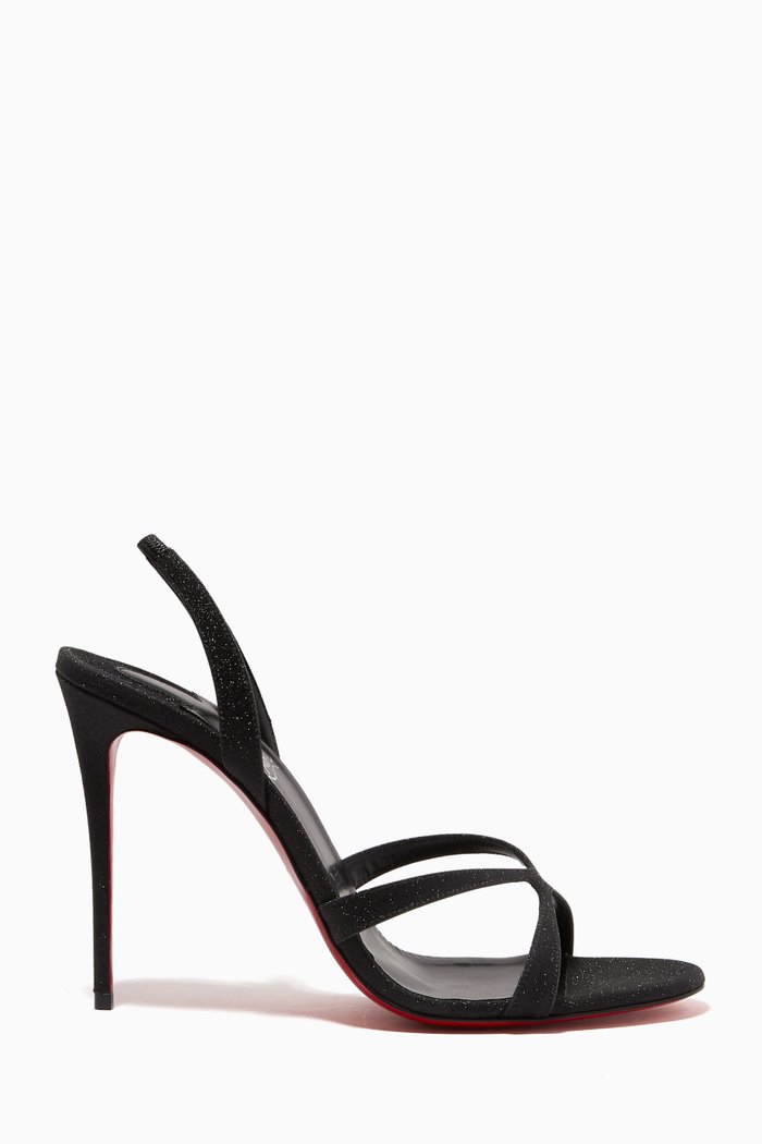 

Emelie 100 Slingback Sandals in Glittered Leather, Black