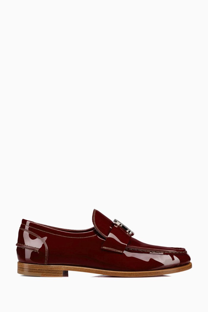 

CL Moc Round-toe Loafers in Patent Leather, Red
