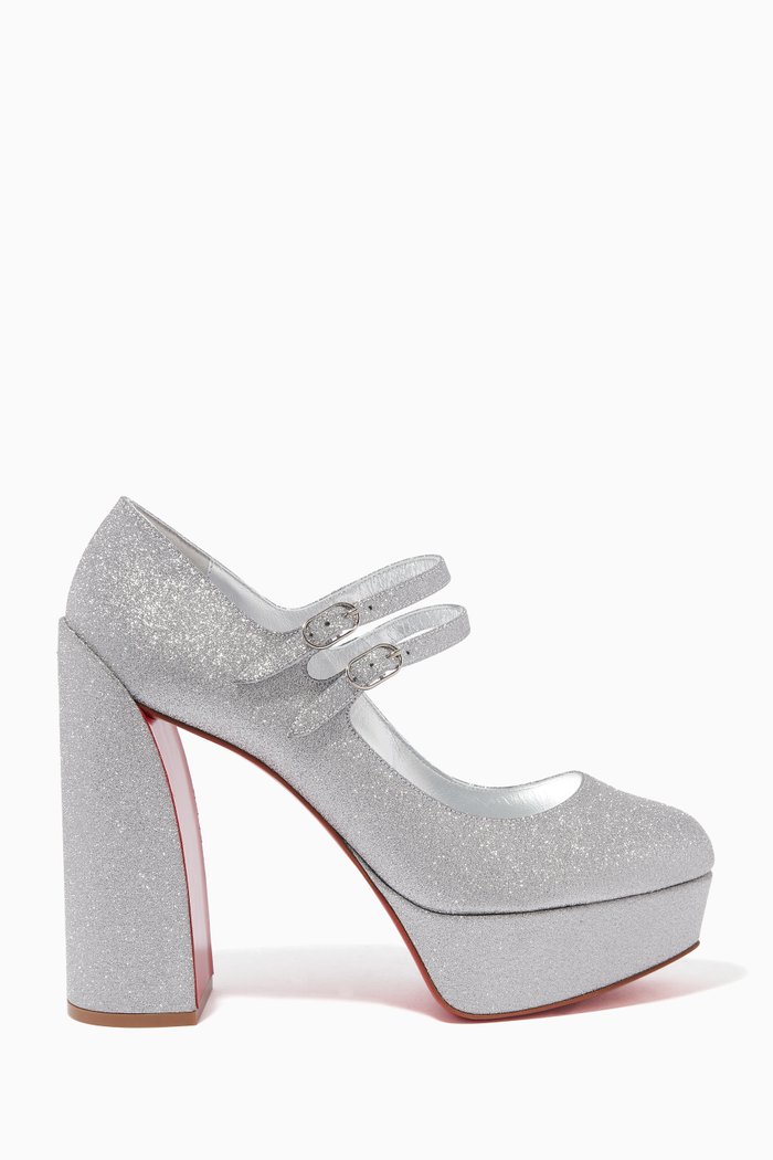

Movida Jane 130 Platform Heel Sandals in Glitter Calf Leather, Silver