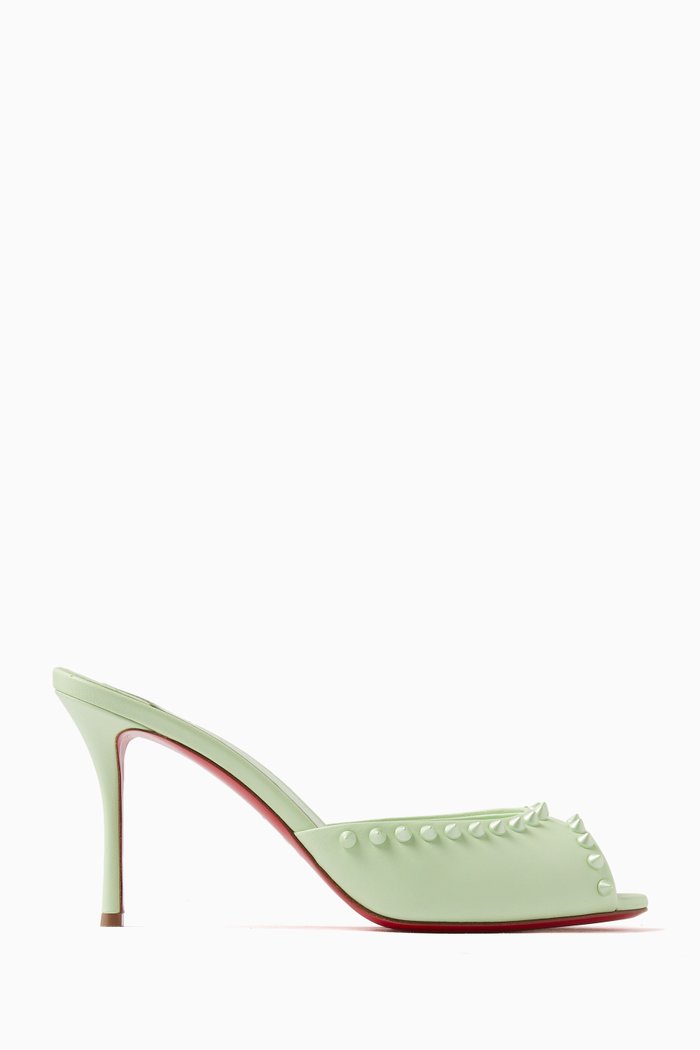 Me Dolly Spike 85 Mules in Nappa Leather, Green