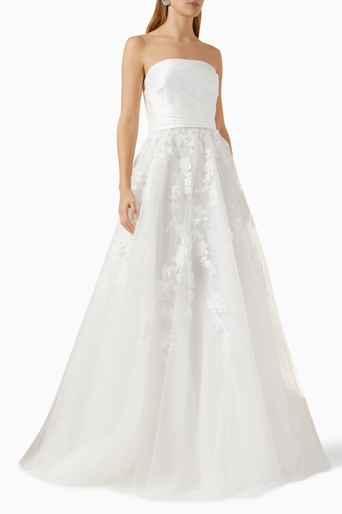 Astrid Wedding Dress in Embroidered Tulle, Neutral