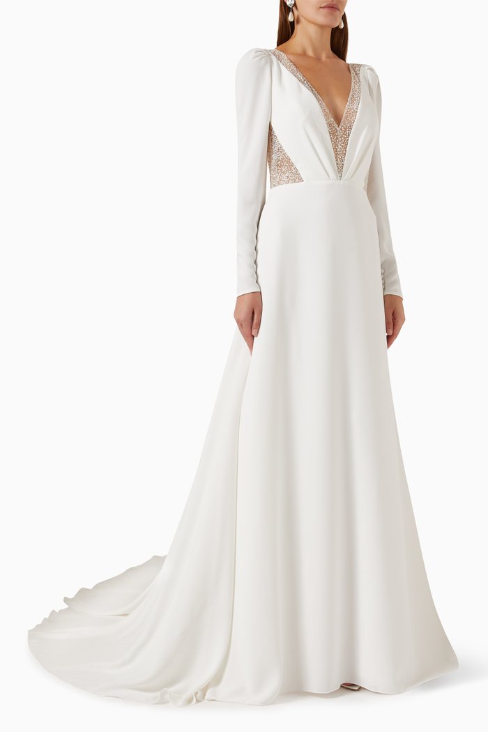 

Rialto Wedding Dress in Crêpe, Neutral