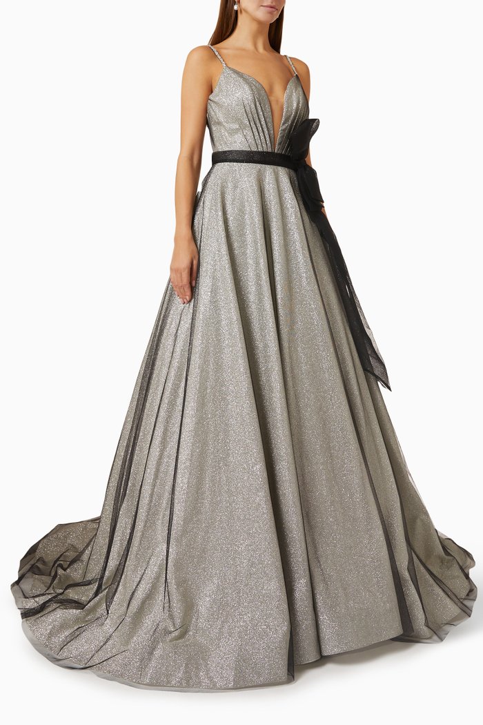 

Keren Off-shoulder Wedding Dress in Crepe, Black