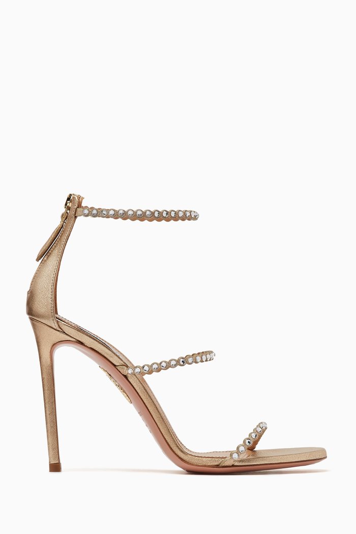 

Mini Tequila 105 Crystal-embellished Sandals in Metallic Leather, Gold