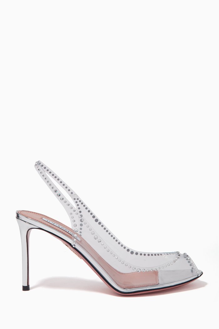 

Ray of Light 85 Crystal-embellished Slingback Pumps in PVC and Leather, Silver