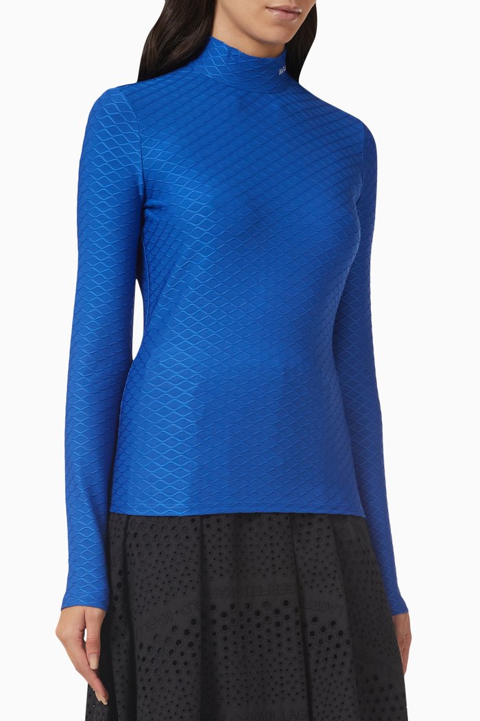 

Logo-embroidered Top in Technical Fabric, Blue