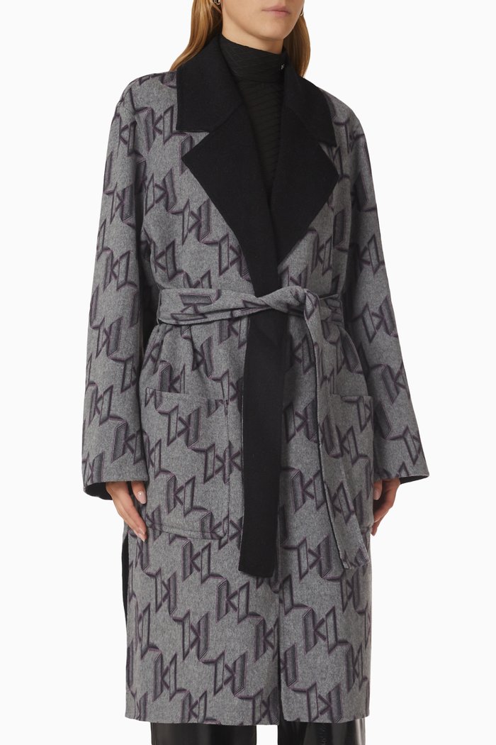

Reversible Monogram Coat in Wool-blend, Grey