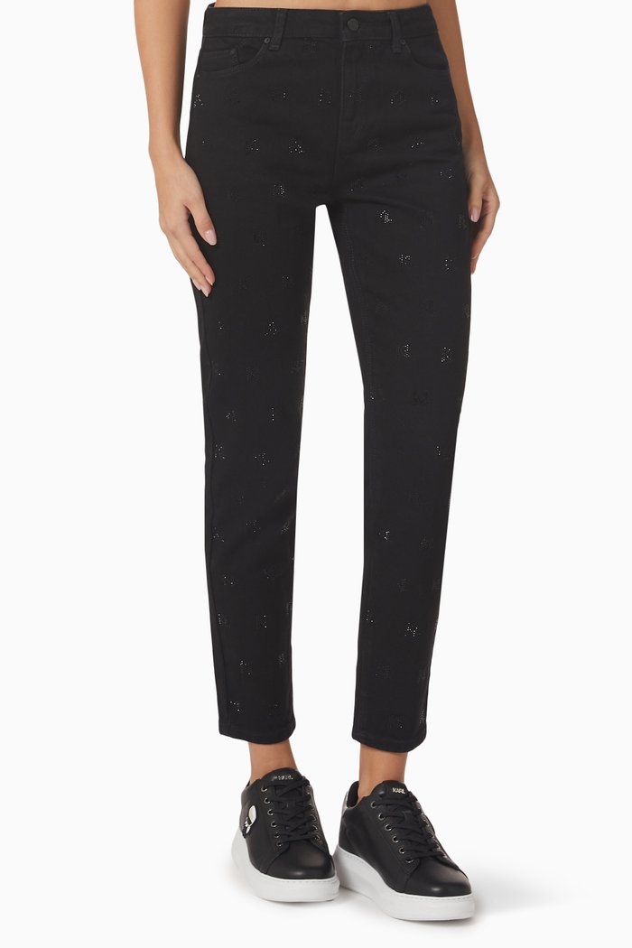 

Embellished KL Monogram Jeans in Denim, Black