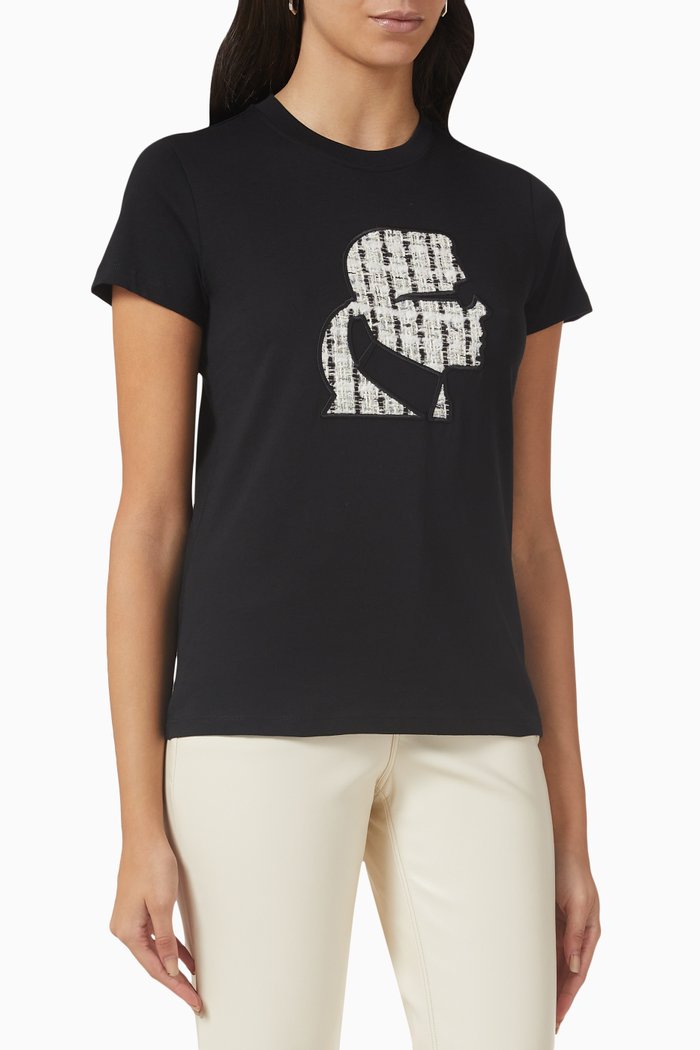 

Bouclé Karl Profile T-shirt in Cotton, Black