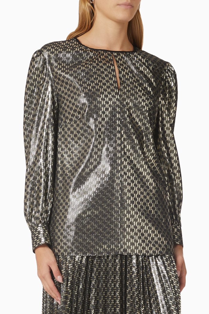 

KL Monogram Top in Lurex, Black