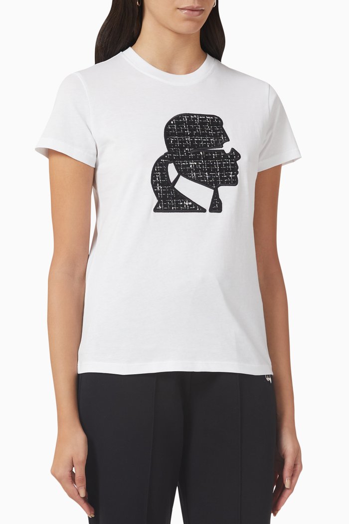 

Bouclé Karl Profile T-shirt in Cotton, White