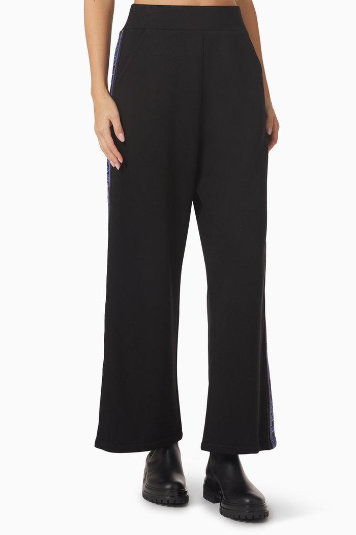 Logo Tape Culottes Sweatpants in Viscose, Black