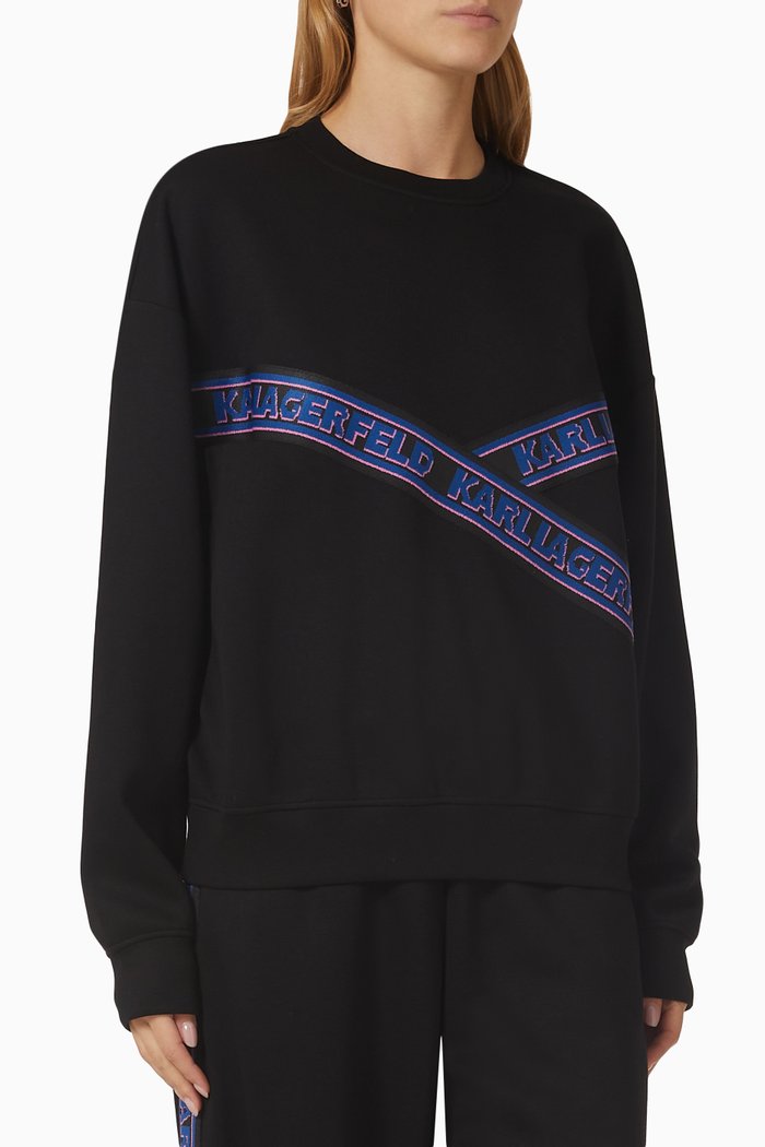 

Logo Tape Sweatshirt in Viscose-blend, Black