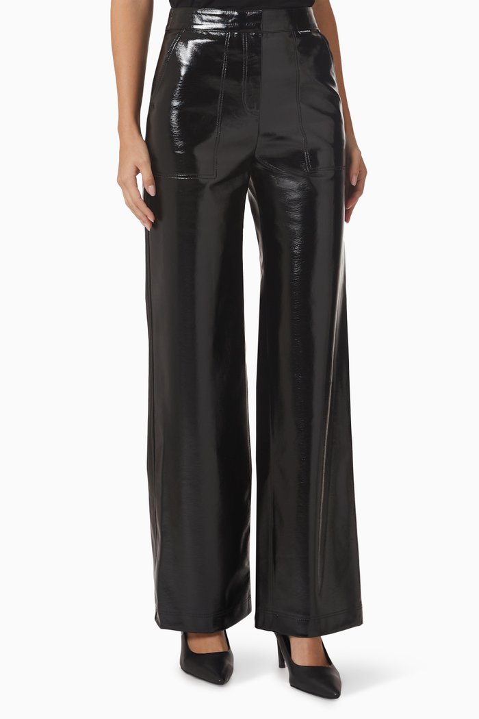 

Straight-fit Pants in Patent Faux-leather, Black