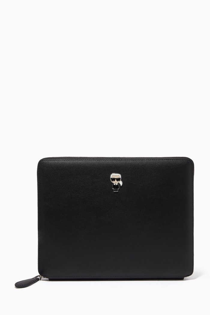 

K/Ikonik iPad Pouch in Leather Blend, Black
