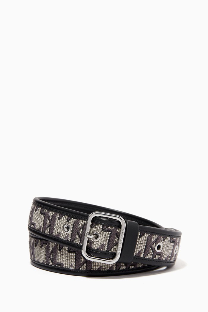 

KL Monogram Belt in Cotton Jacquard, Multicolour