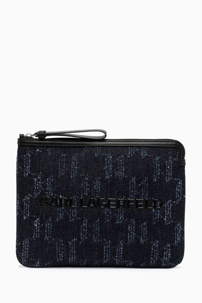 

K/Skuare Monogram iPad Pouch in Denim, Blue