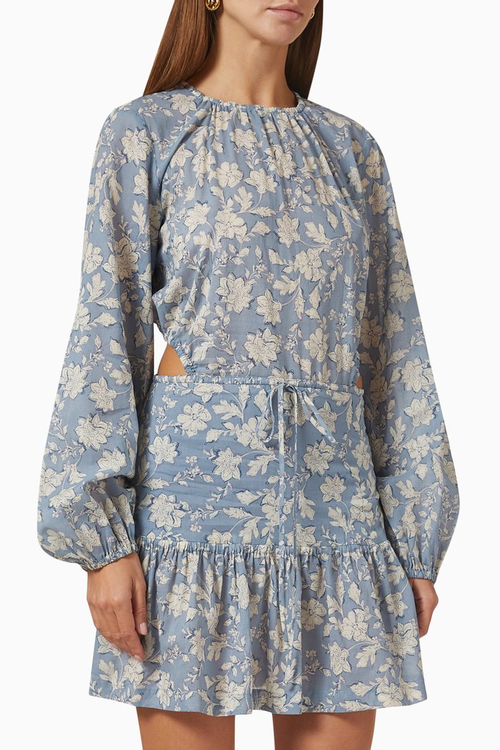 

Floral Skies Mini Dress in Cotton, Blue