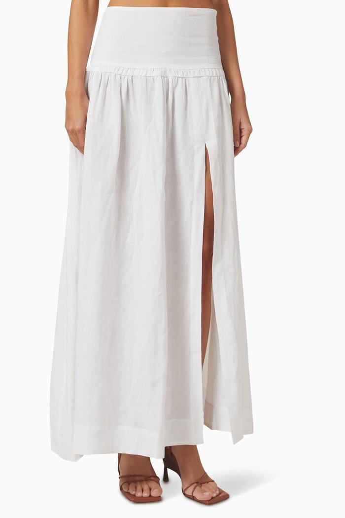 

Josephine Maxi Skirt in Linen, White