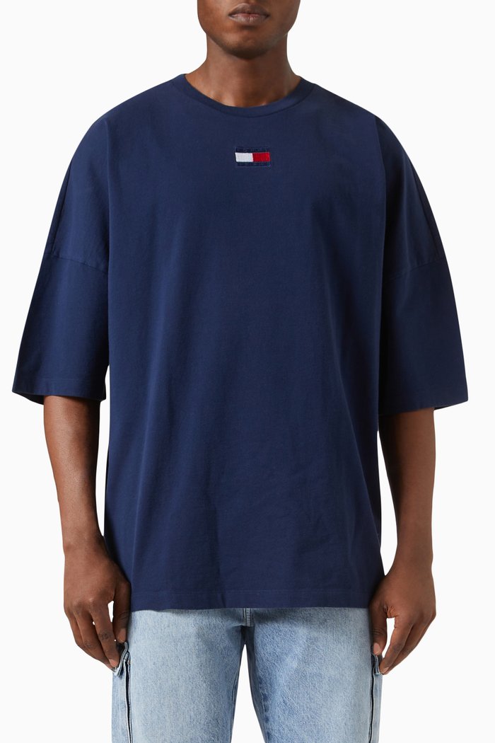 

Split Hem T-shirt in Recycled Cotton, Blue