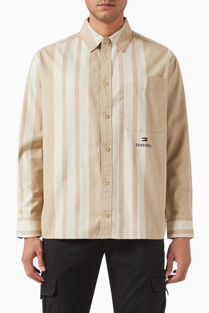 

Serif Stripe Shirt in Canvas, Neutral