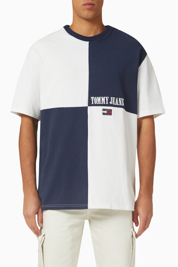 

Colour-block Logo T-shirt in Cotton, Blue