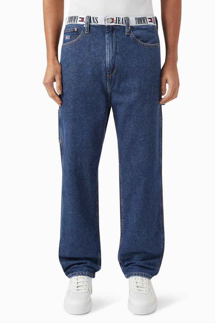 Carpenter Baggy Skater Pants in Recycled Denim, Blue