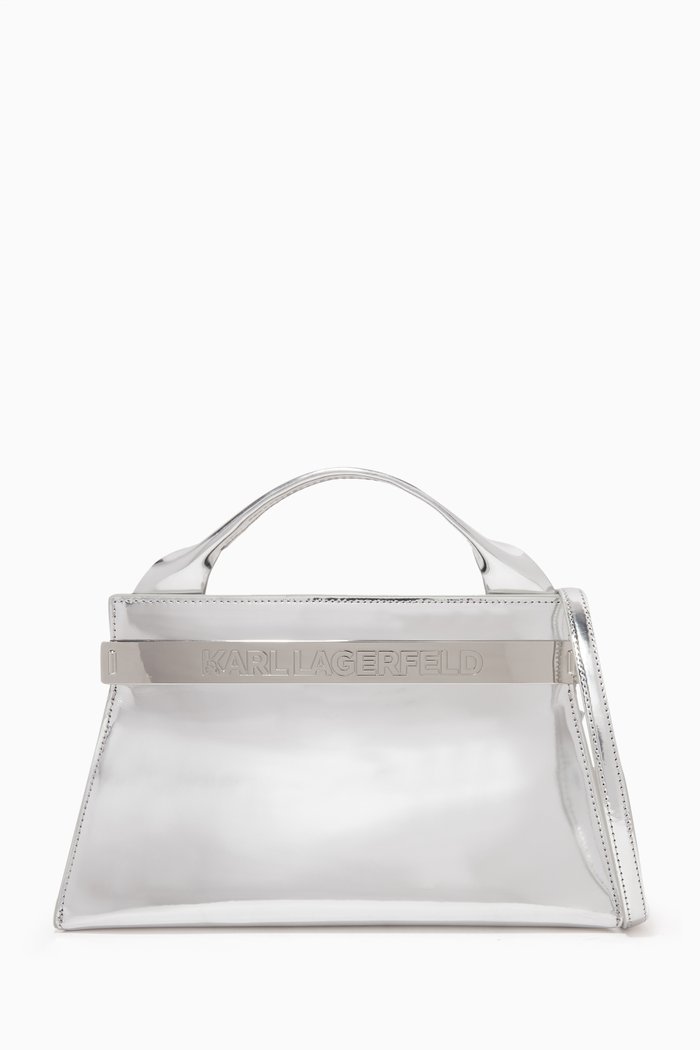

K/Kross Archive Top-handle Bag in Metallic Leather, Silver