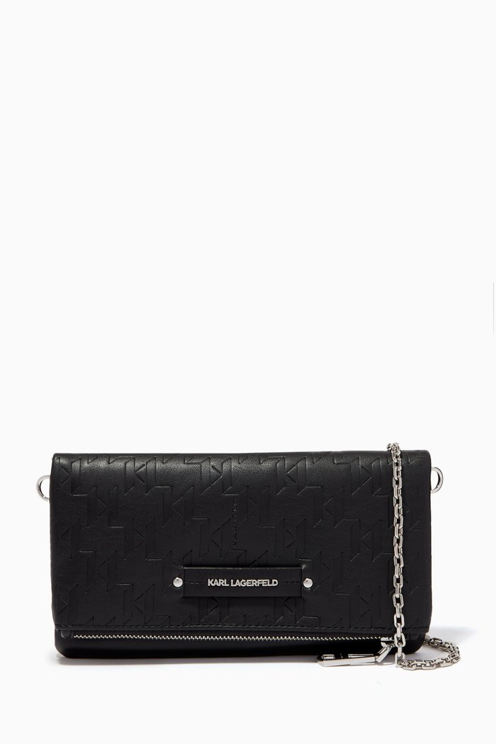 

K/Kushion Monogram-embossed Chain Wallet in Faux Leather, Black