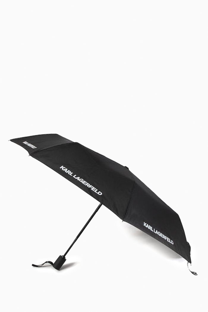 

Classic KARL Logo Umbrella in Recycled Fabric, Black