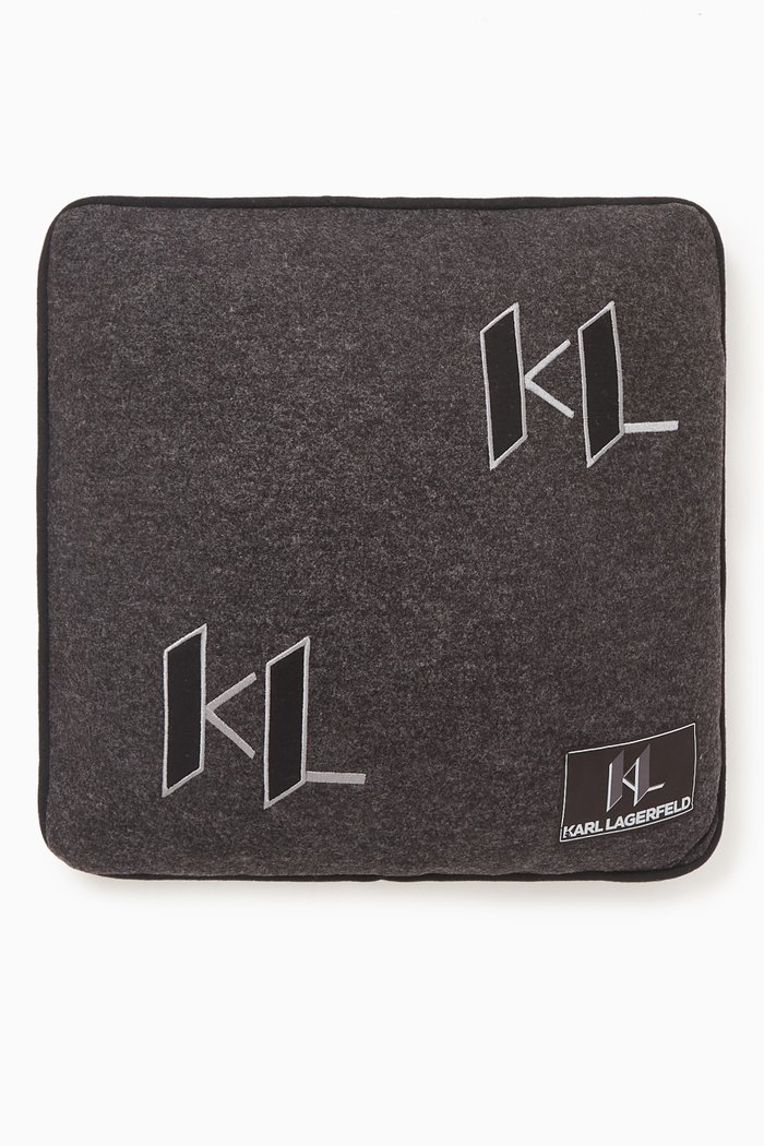 

KL Monogram Pillow in Cashmere, Grey