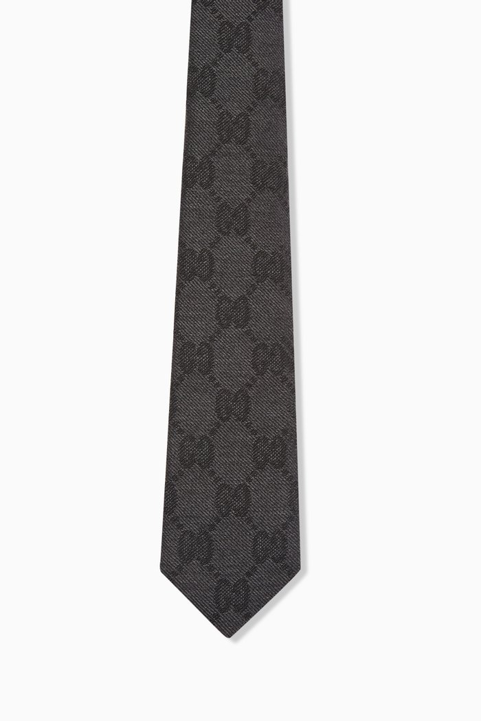

GG Jacquard Tie in Wool, Black