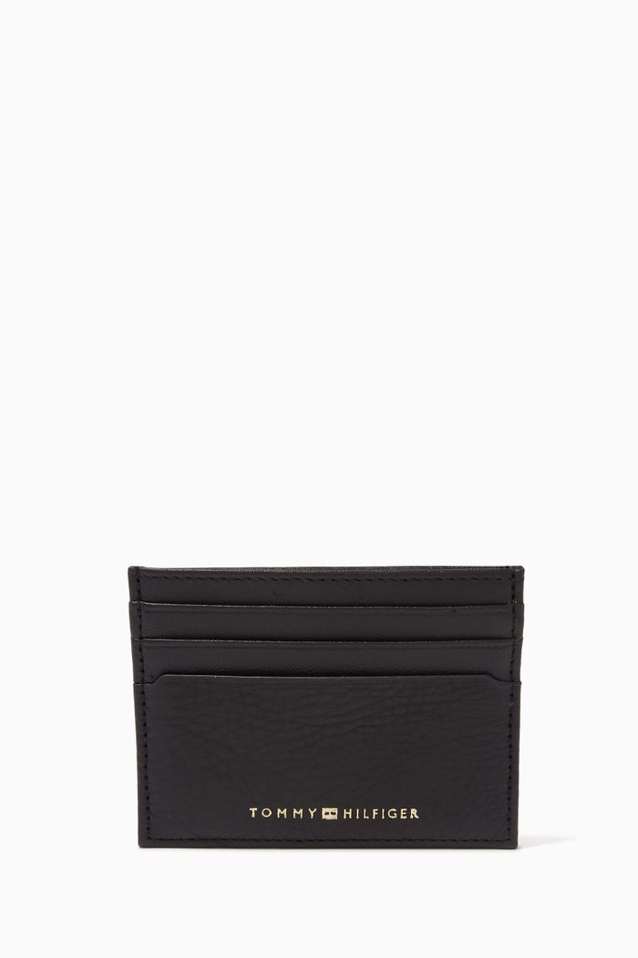Logo Cardholder in Premium Leather, Black