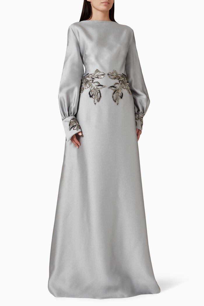 

Embellished Gown in Mikado, Grey