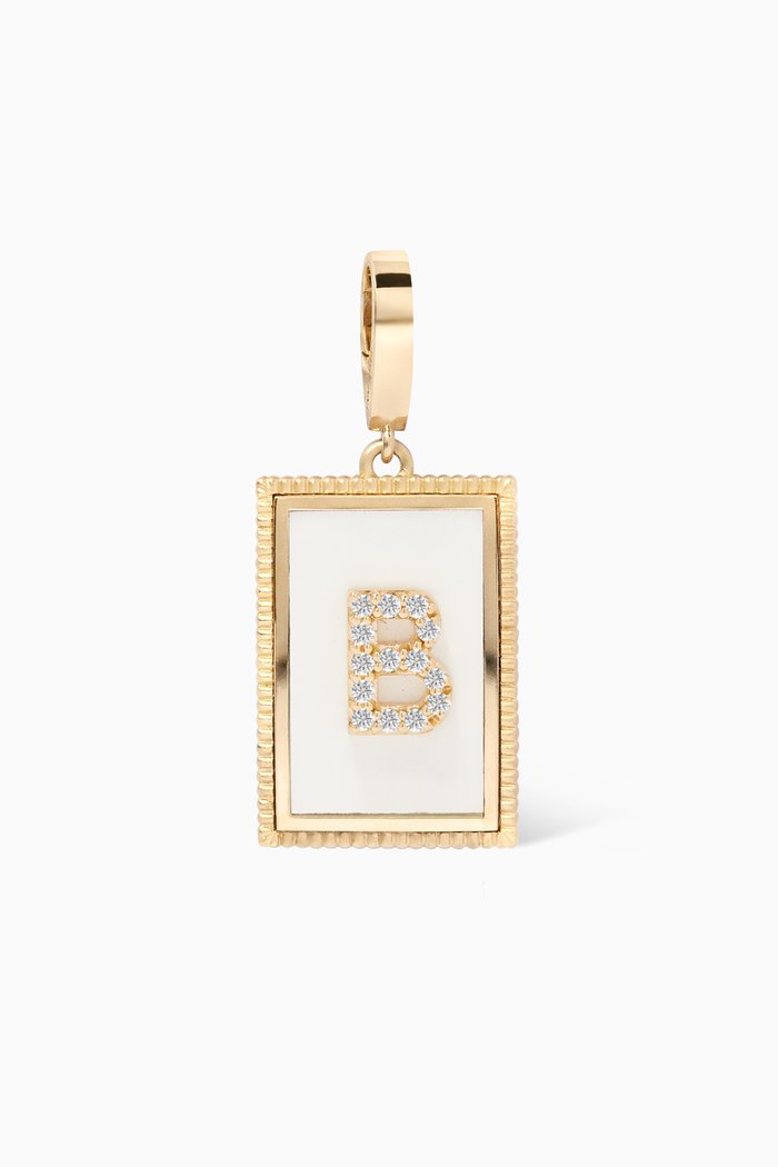 

A2Z "B" Letter Tag Diamond Charm Pendant in 18kt Yellow Gold