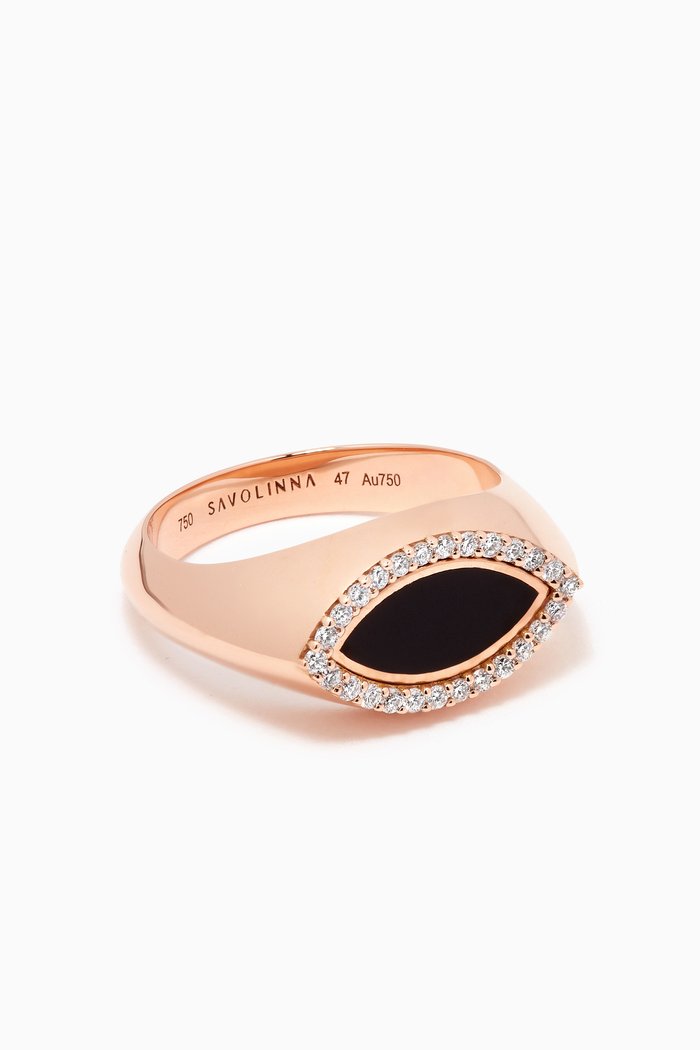 

Marquise Diamond Signet Ring in 18kt Rose Gold, Yellow