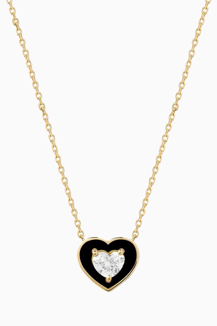 

Mini Heart-shaped Diamond Necklace in 18kt Yellow Gold, Black
