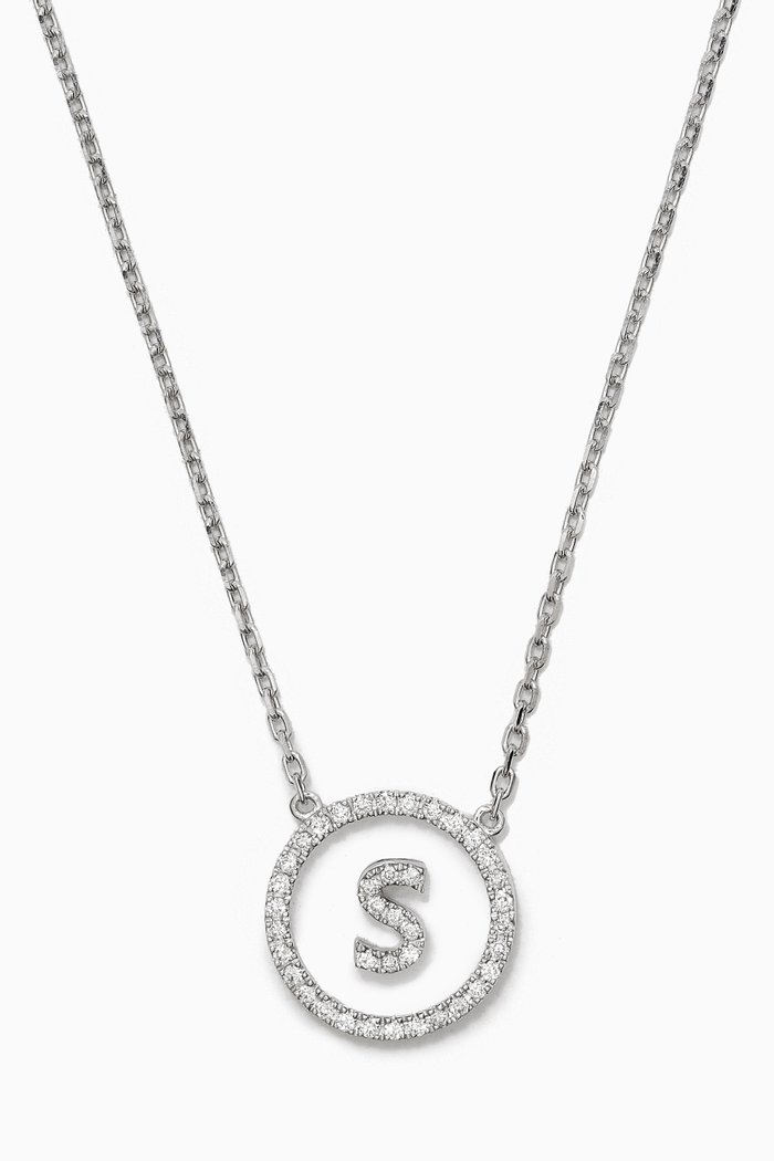 

A2Z "S" Letter Diamond Crystal Necklace in 18kt White Gold