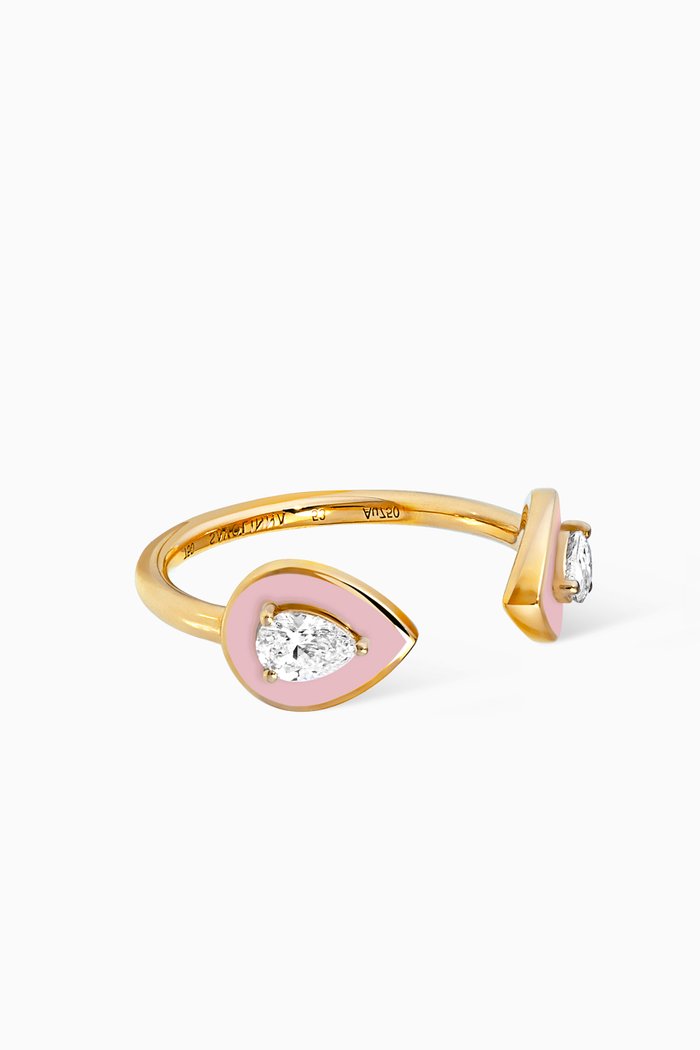 

Lemonade Double Pear-shaped Diamond Ring in 18kt Yellow Gold, Pink