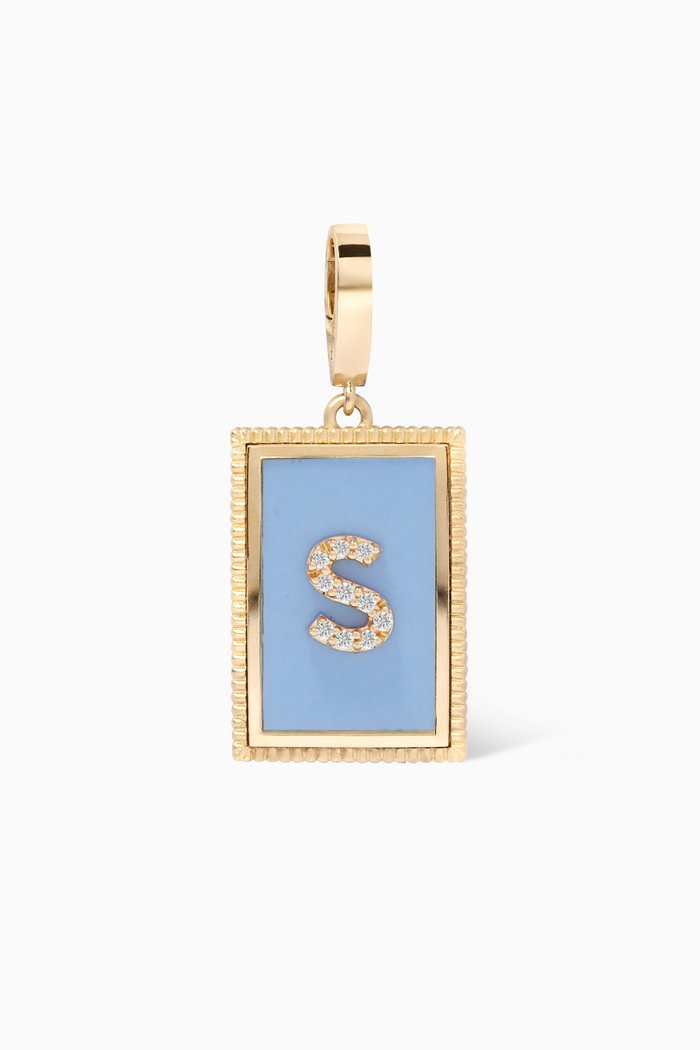 

A2Z "S" Letter Tag Diamond Charm Pendant in 18kt Yellow Gold