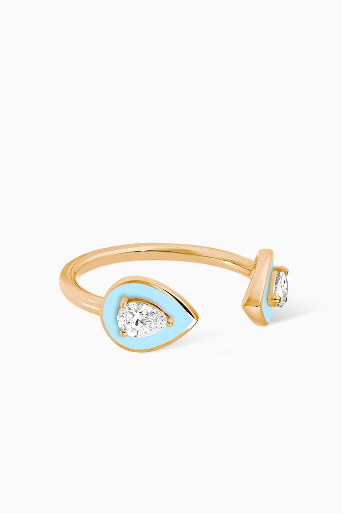 

Lemonade Double Pear-shaped Diamond Ring in 18kt Yellow Gold, Blue